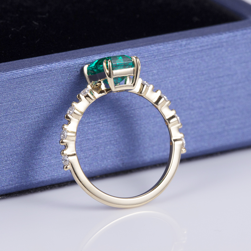 Messi Jewelry - Messi Jewelry MSR-551 emerald ring jewelry woman ring with moissanite in 18k Yellow gold jewelry wholesale Moissanite Gold Jewelry 10