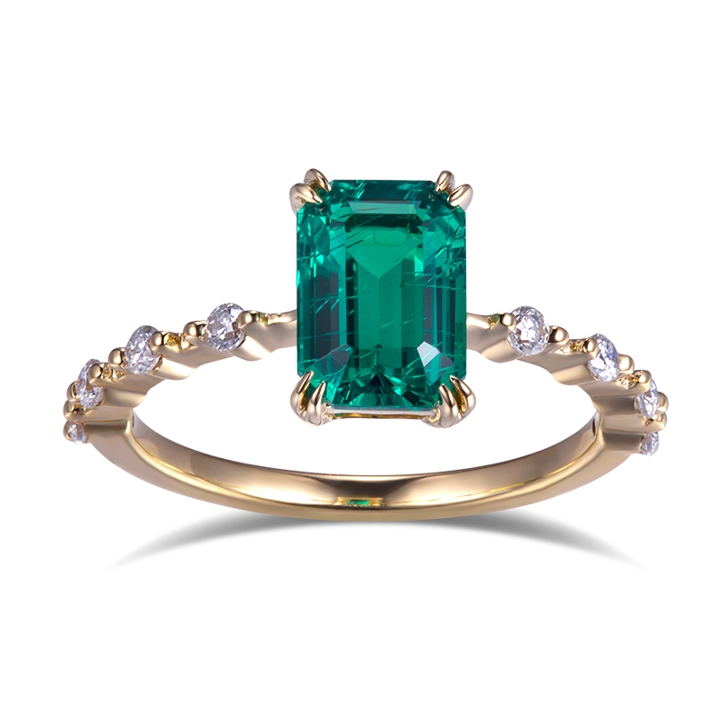 Messi Jewelry - Messi Jewelry MSR-551 emerald ring jewelry woman ring with moissanite in 18k Yellow gold jewelry wholesale Moissanite Gold Jewelry 8