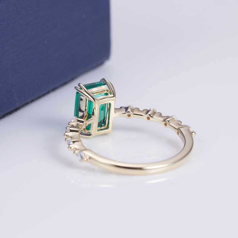 Messi Jewelry - Messi Jewelry MSR-551 emerald ring jewelry woman ring with moissanite in 18k Yellow gold jewelry wholesale Moissanite Gold Jewelry 9