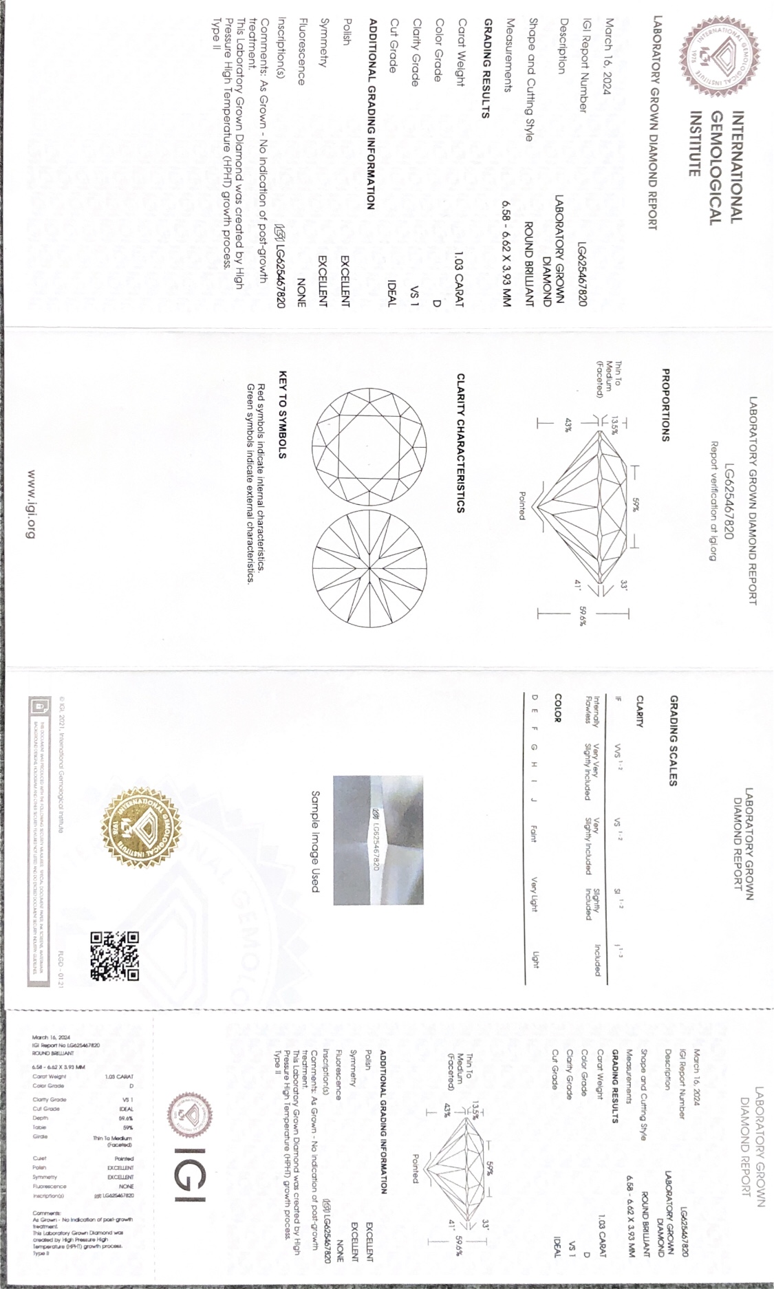 Kilang Barang Kemas Messi 1.03CT Bentuk bulat HPHT D VS1 ID EX EX Lab Diamond 7