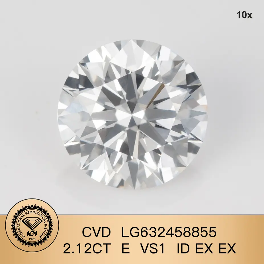 Qualità 2.12ct E VS1 ID EX EX ROUND CUT LAB Diamond LG63245855 Certificato | Gioielli Messi 1