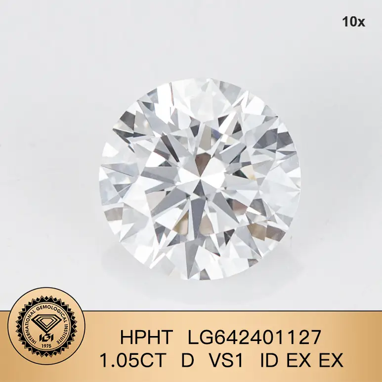 Diamond lab taglio rotondo 1.05ct d vs1 id ex hpht lg642401127 per gioielli | Gioielli Messi 1