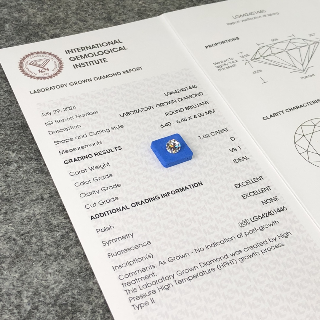 1.02CT Round Lab Diamond nga adunay IGI Certificate 7
