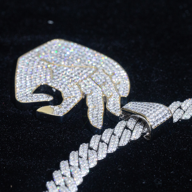 Jóias Messi - Jóias Messi 925Sliver Hiphop Trendy Bated 18K Gold Pinging com Def Color Melee Moissanite Diamond Moissaante Pingente 12