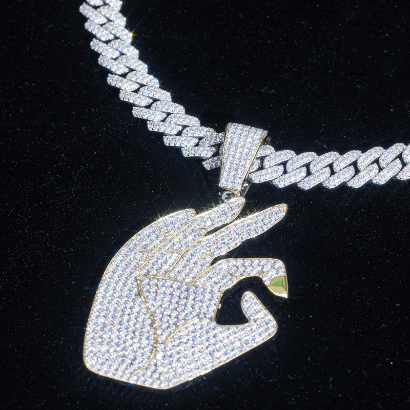 Jóias Messi - Jóias Messi 925Sliver Hiphop Trendy Bated 18K Gold Pinging com Def Color Melee Moissanite Diamond Moissaante Pingente 11