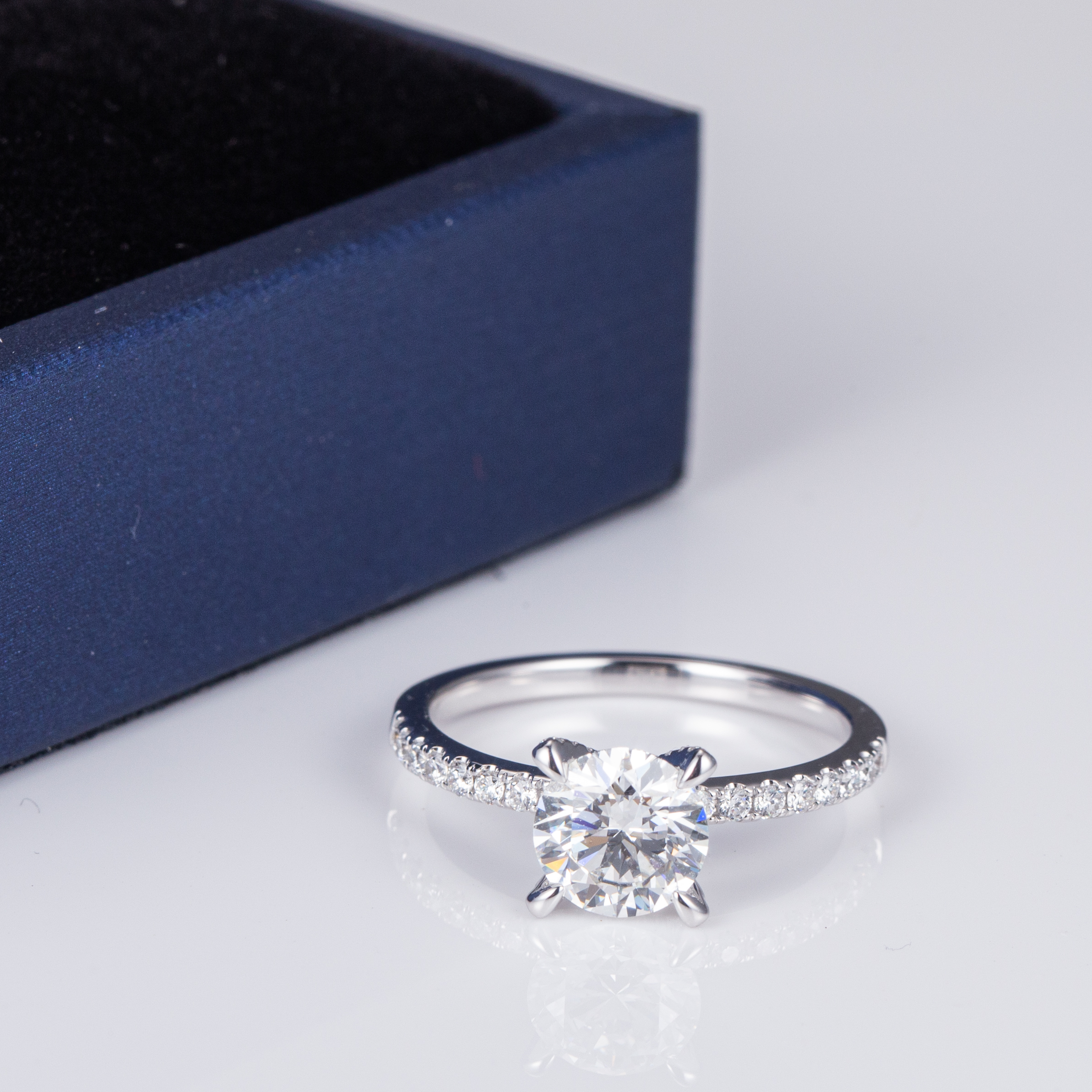 메시 쥬얼리 -Messi Jewelry MSR -694 발톱 설정 라운드 약혼 웨딩 18K 화이트 골드 실험실 다이아몬드 반지 실험실 다이아몬드 보석 8