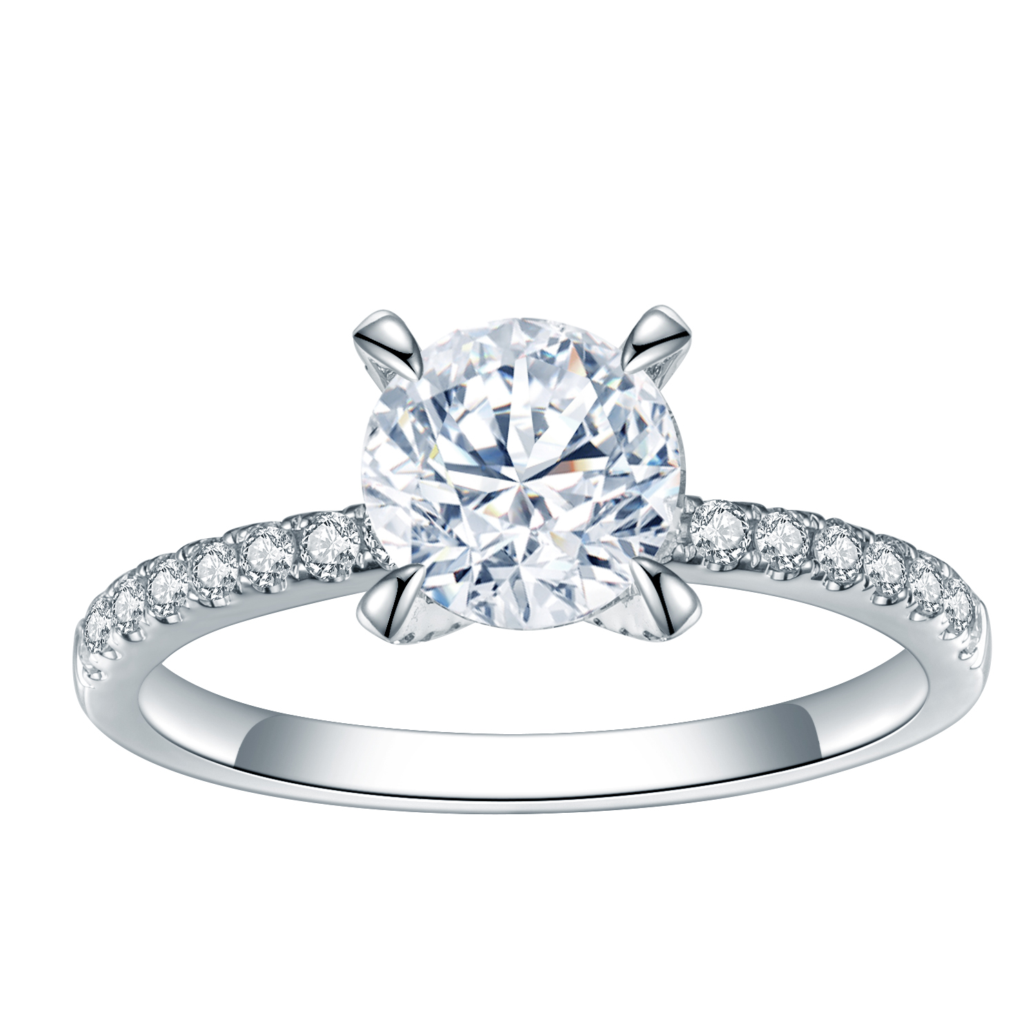 메시 쥬얼리 -Messi Jewelry MSR -694 발톱 설정 라운드 약혼 웨딩 18K 화이트 골드 실험실 다이아몬드 반지 실험실 다이아몬드 보석 7