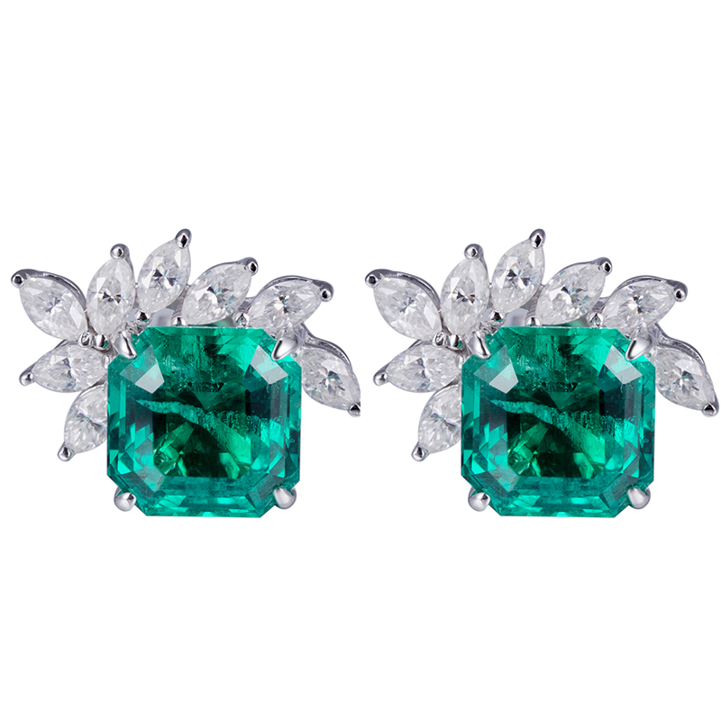 18k Gold Lab Grown Emerald Drop Earrings - Certified & Customizable 8