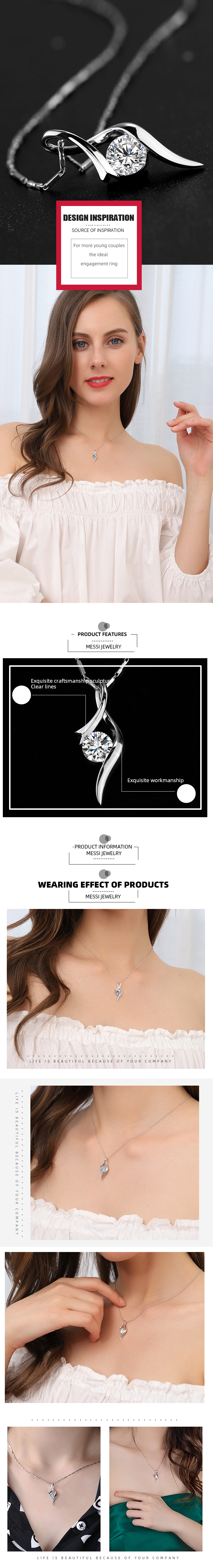 Messi Jewelry - Messi Jewelry White Gold 10k 14k 18k Colares Pingente Jóias Laboratório de Jóias de Jóias de Diamante Colares de Jóias 8