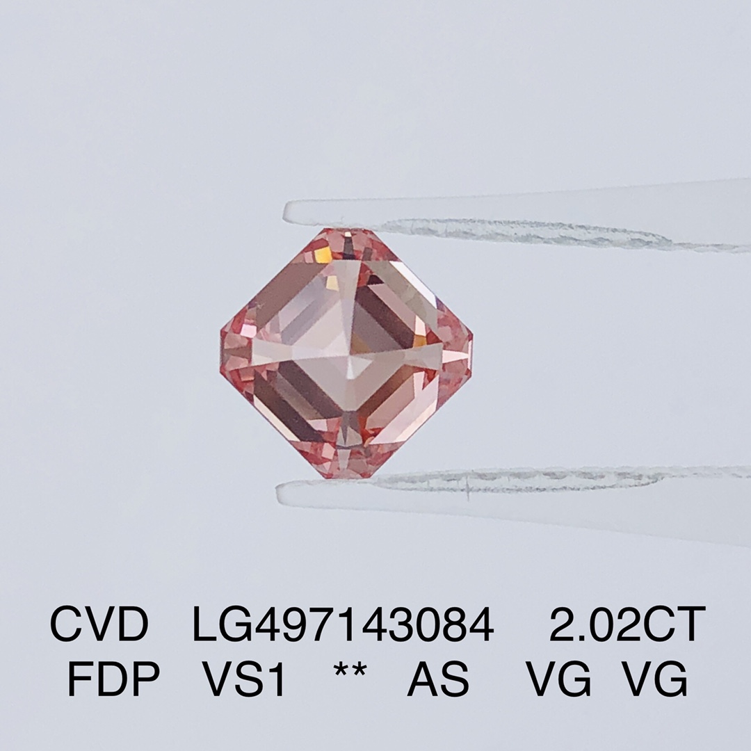 Messi Jewelry - 2ct VS1 Asscher CVD Fancy Deep Pink Lab Grown Diamond Color Lab Diamond 14