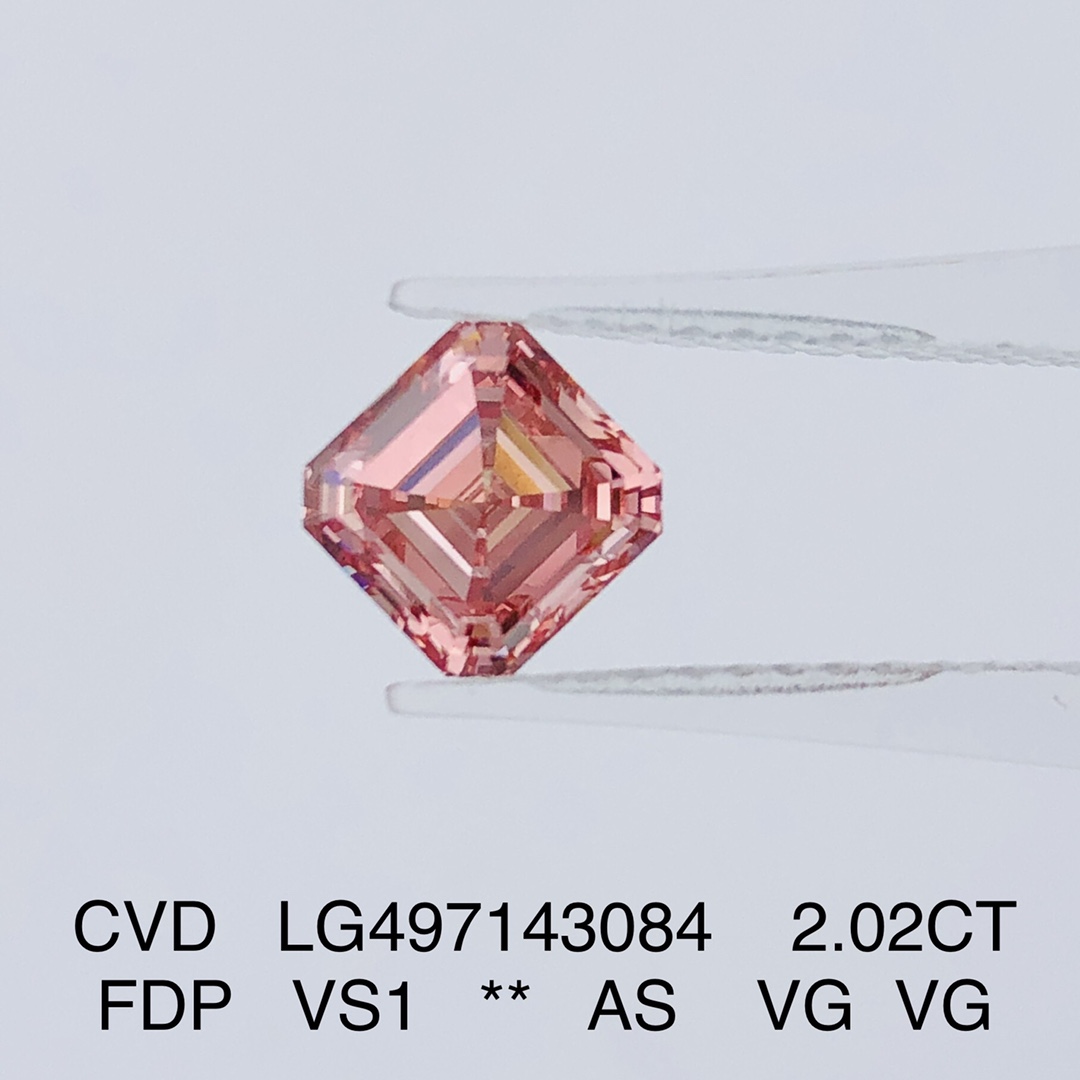 Messi Jewelry - 2ct VS1 Asscher CVD Fancy Deep Pink Lab Grown Diamond Color Lab Diamond 12
