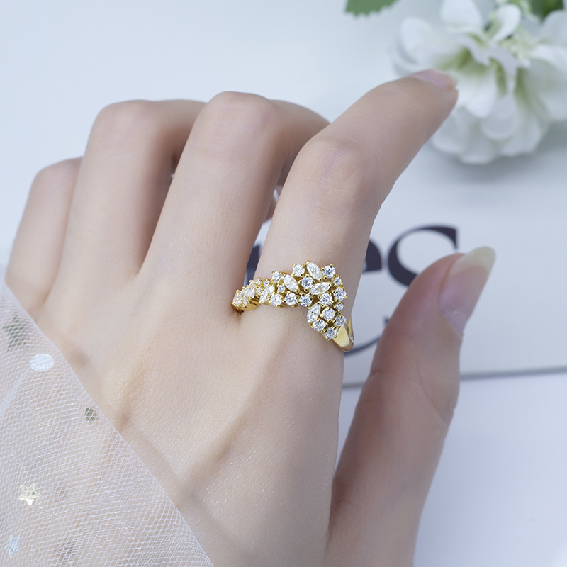 Messi Jewelry - Messi Jewelry 925 Sterling Silver 3.5X1.75mm Marquise Cut DEF Color Moissanite Diamond Ring For Women Rings 10