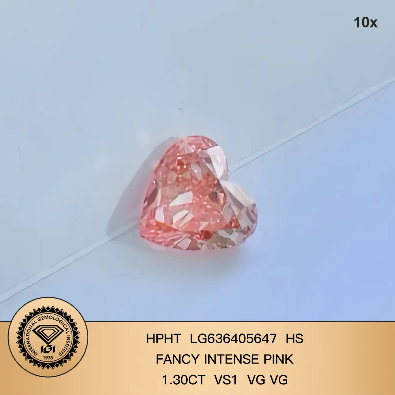 Fancy Intense Pink Heart 1.3 CT vs1 Vg Hpht Lab Grown Diamond 1