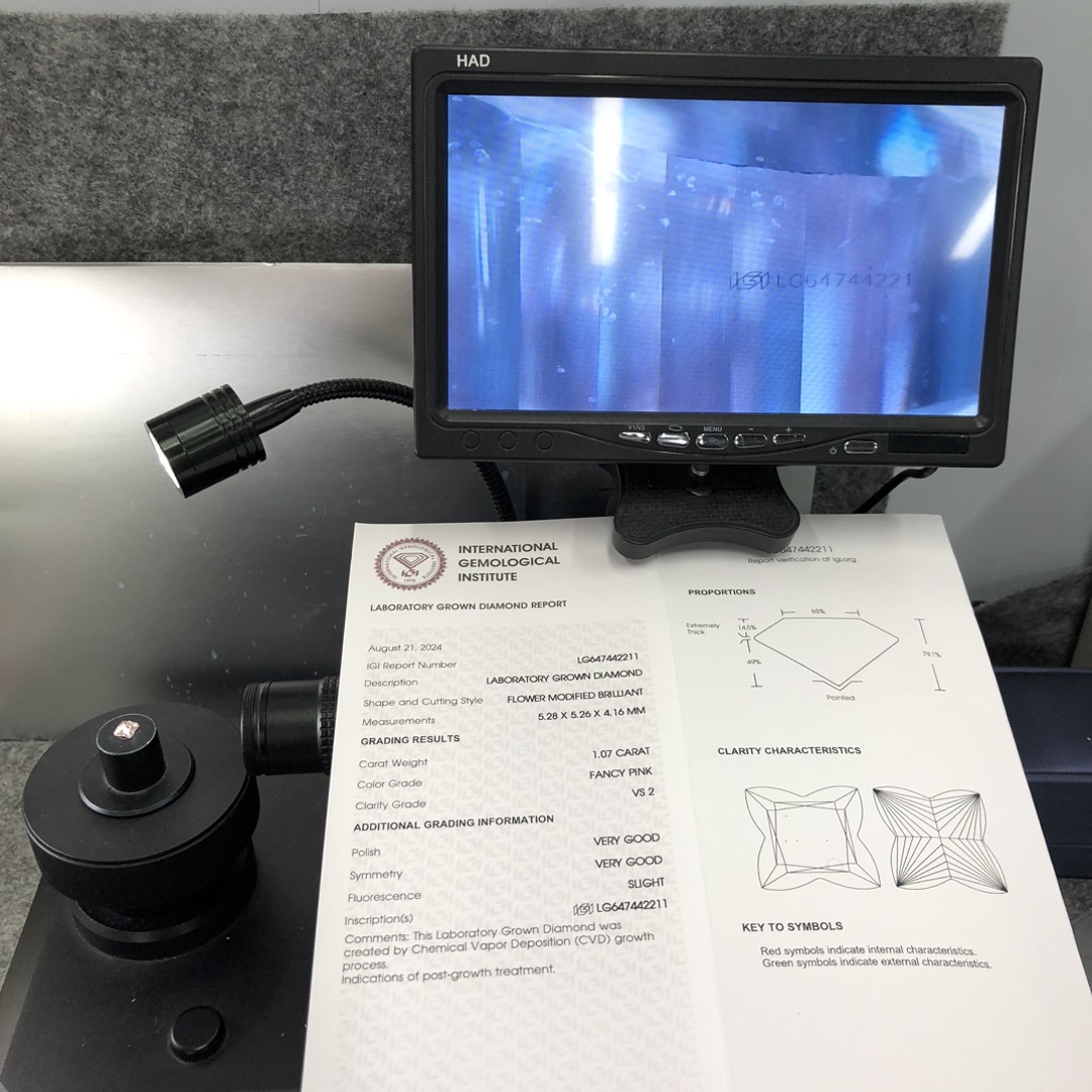 Fancy Pink Flower Modofied Brilliant 1.07CT VS2 VG VG IGI Lab Grown Diamond 11