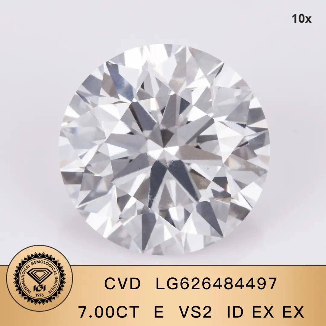 ROUND BRILLANTE CUT 7CT E VS2 CVD Diamond Lab Certificato Diamond IGI 1