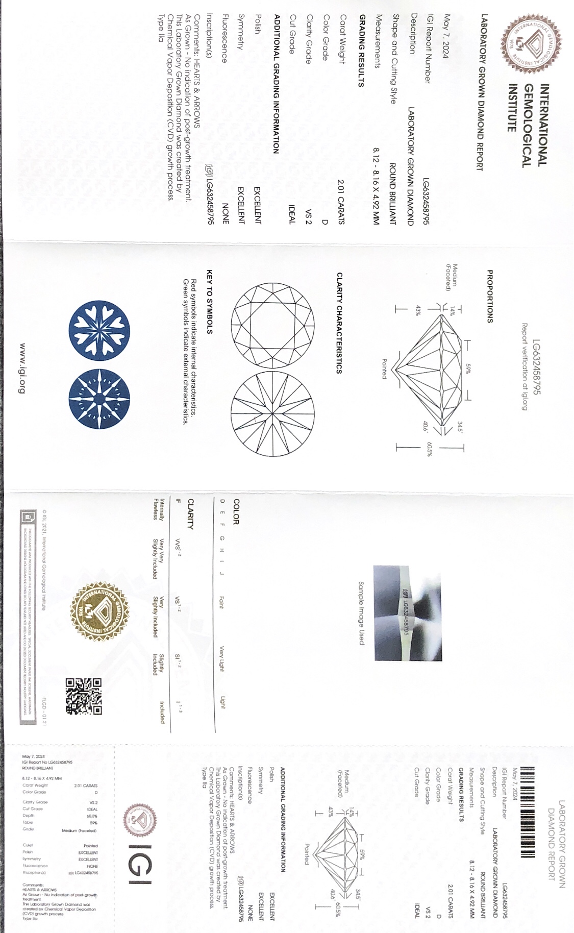 IGI Certified 3ct Round Lab Diamond 8