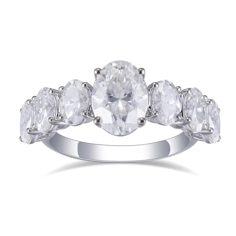 Gioielli Messi - Messi Jewelley MSR -563 14K White Def Engagement Engagement Oval Oval Ring Anelli di moissanite 1