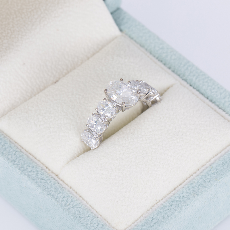 Messi Jewelry - Messi Jeweley MSR-563 14K White Gold DEF Engagement Wedding Oval Moissanite Ring Rings 12