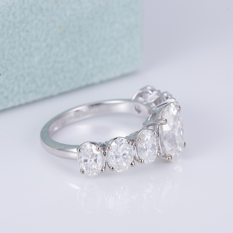 Messi Jewelry - Messi Jeweley MSR-563 14K White Gold DEF Engagement Wedding Oval Moissanite Ring Rings 10