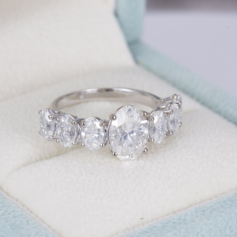 Messi Jewelry - Messi Jeweley MSR-563 14K White Gold DEF Engagement Wedding Oval Moissanite Ring Rings 11