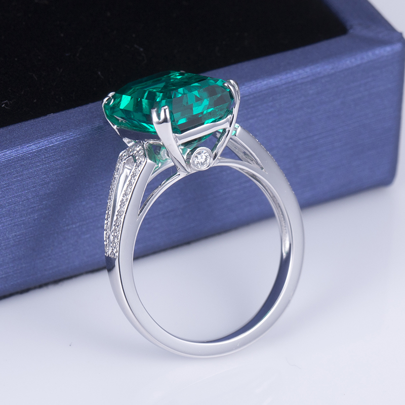 Messi Alahas - MS-615 18k Gold Women Fashion Alahas DEF Round Moissanite Emerald Ring singsing 12