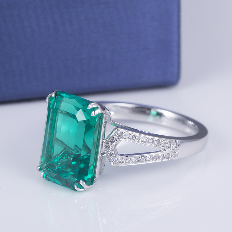 Messi Alahas - MS-615 18k Gold Women Fashion Alahas DEF Round Moissanite Emerald Ring singsing 10