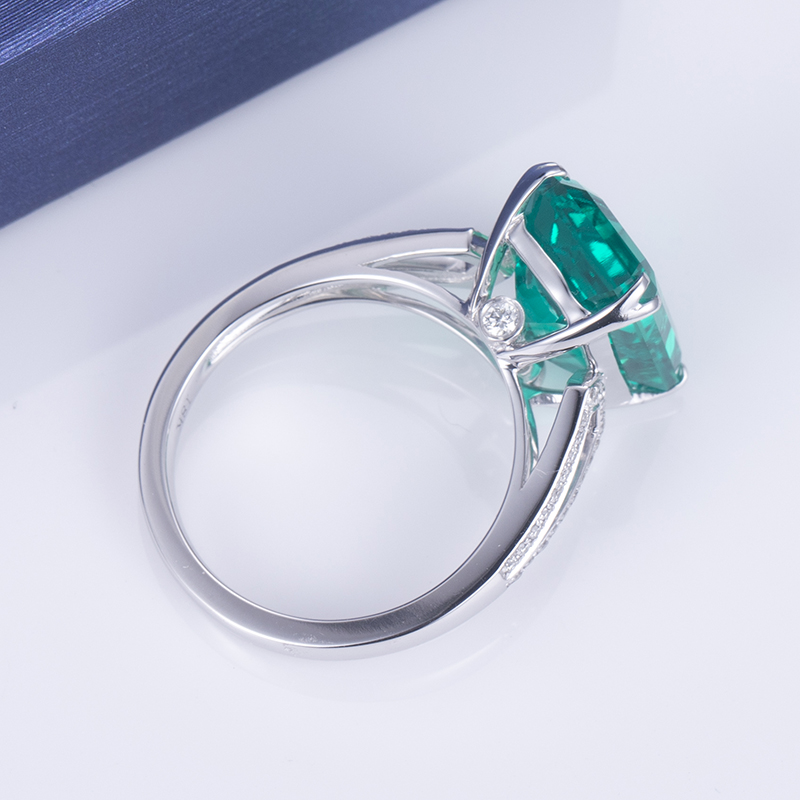 Messi Alahas - MS-615 18k Gold Women Fashion Alahas DEF Round Moissanite Emerald Ring singsing 11