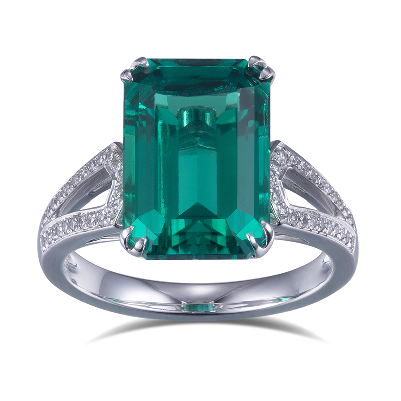 Messi Alahas - MS-615 18k Gold Women Fashion Alahas DEF Round Moissanite Emerald Ring singsing 8