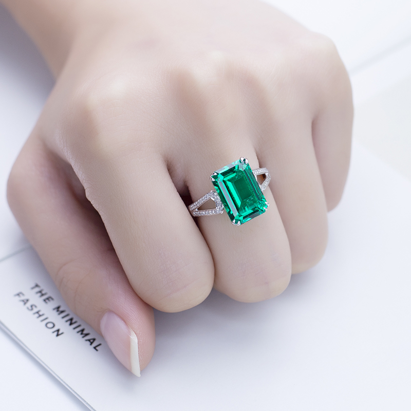 Messi Alahas - MS-615 18k Gold Women Fashion Alahas DEF Round Moissanite Emerald Ring singsing 14