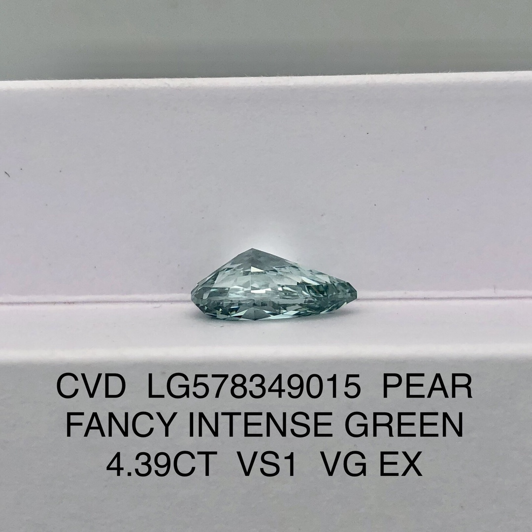 Pear 4ct Fancy Intense Green VS1 CVD Diamond Lab Grown Diamond 9