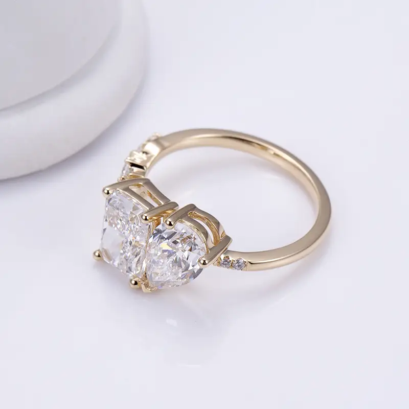 MSR-1409 18K CUATomizzazione in oro giallo Double Stones Lab Anello di gioielli a diamante coltivata 1