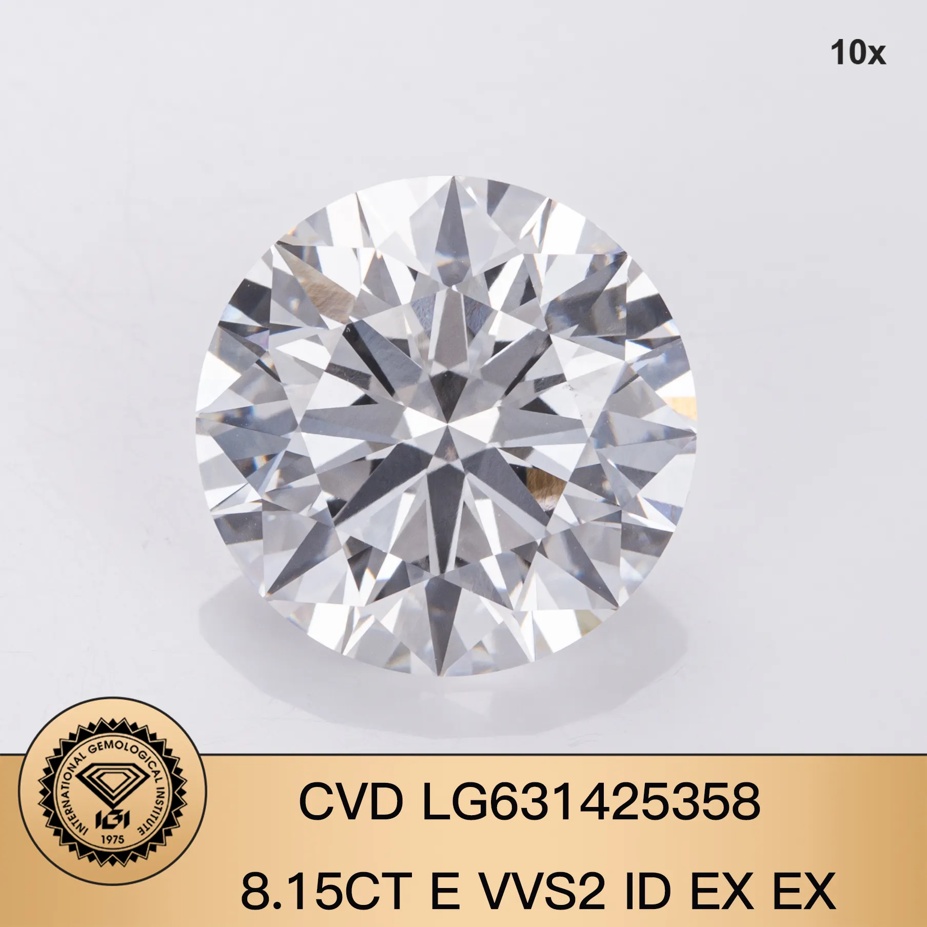 8.15CT Round Lab-Grown Diamond with IGI Certificate 5