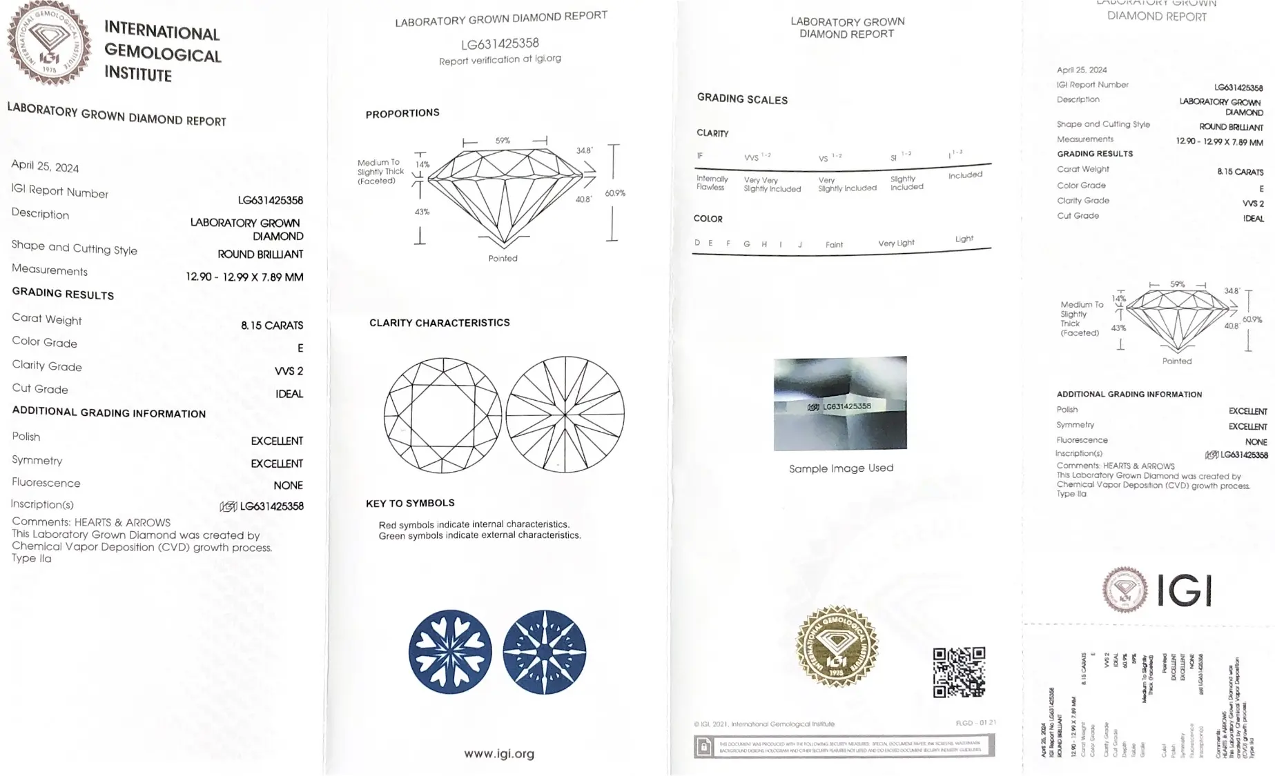 8.15CT Round Lab-Grown Diamond with IGI Certificate 4