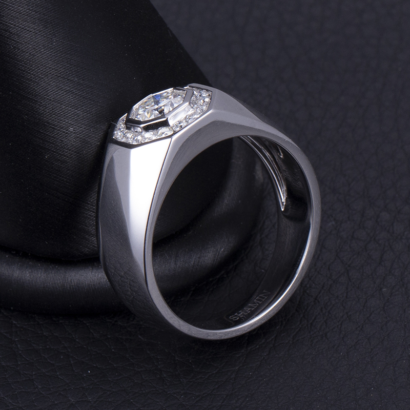 Messi Jewelry - Messi Gems 10K White Gold Octagon Cut EF 6X6mm Moissanite Ring For Man Men Rings 10