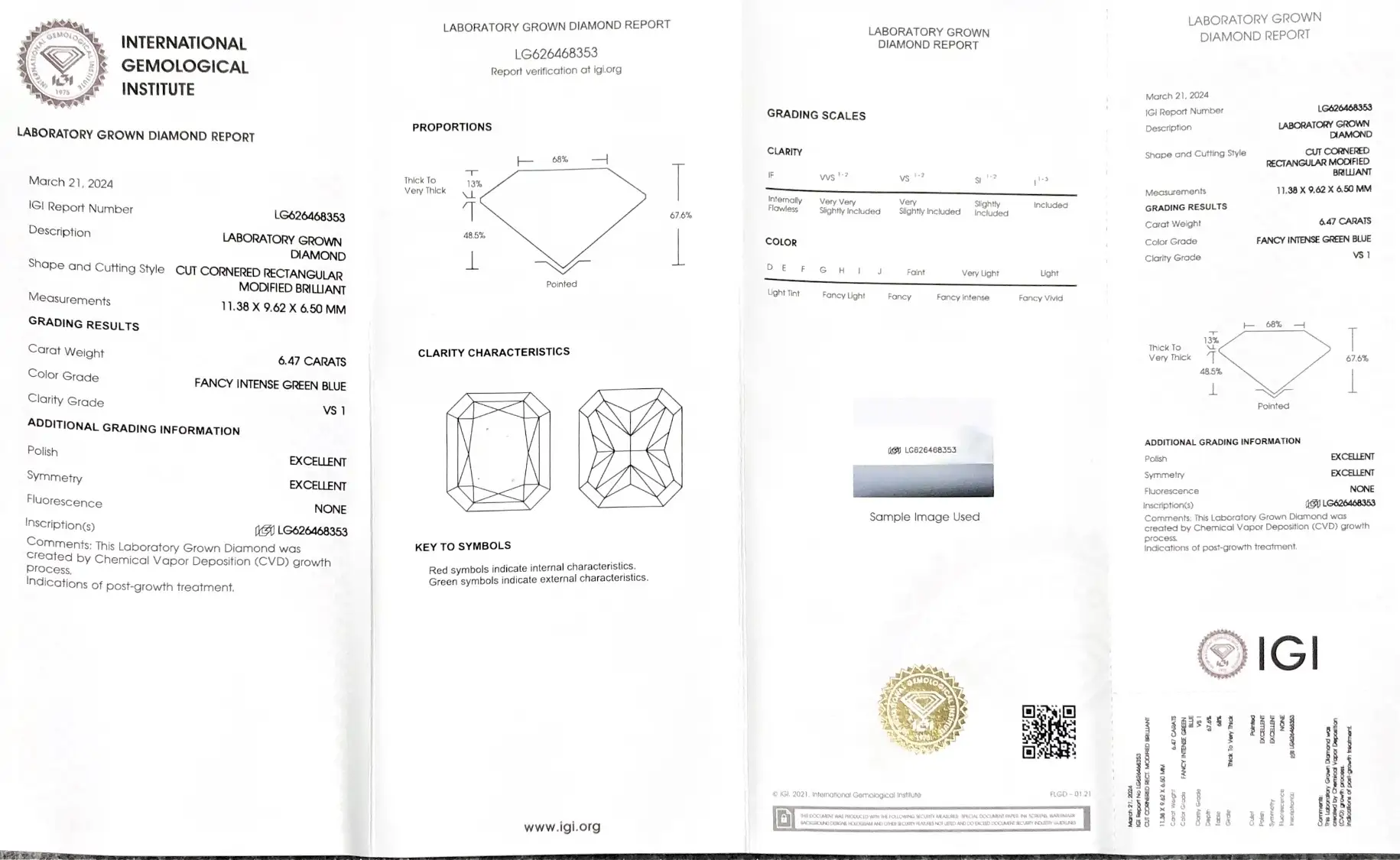 6.47CT Rectangular Lab Grown Diamond with IGI Certificate 3