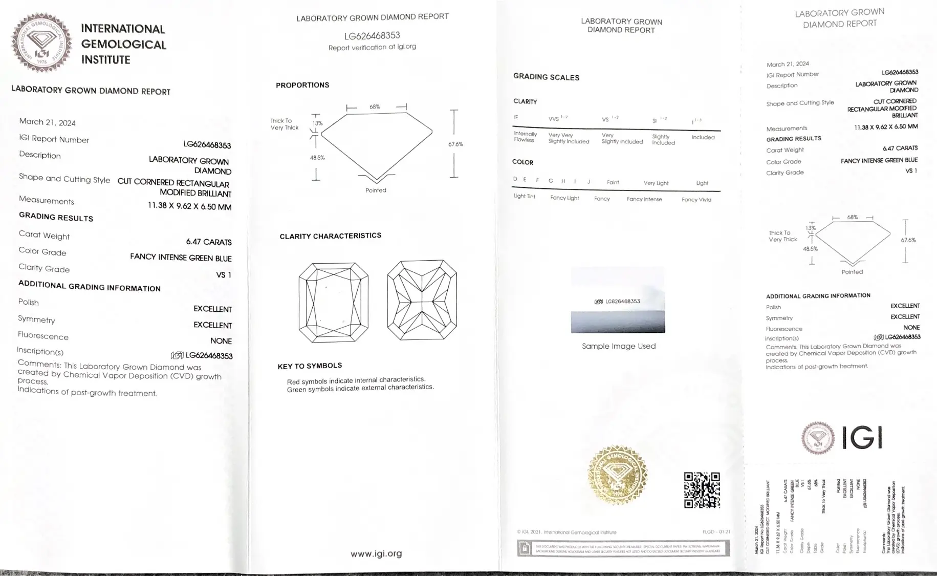 6.47CT Rectangular Lab Grown Diamond with IGI Certificate 3