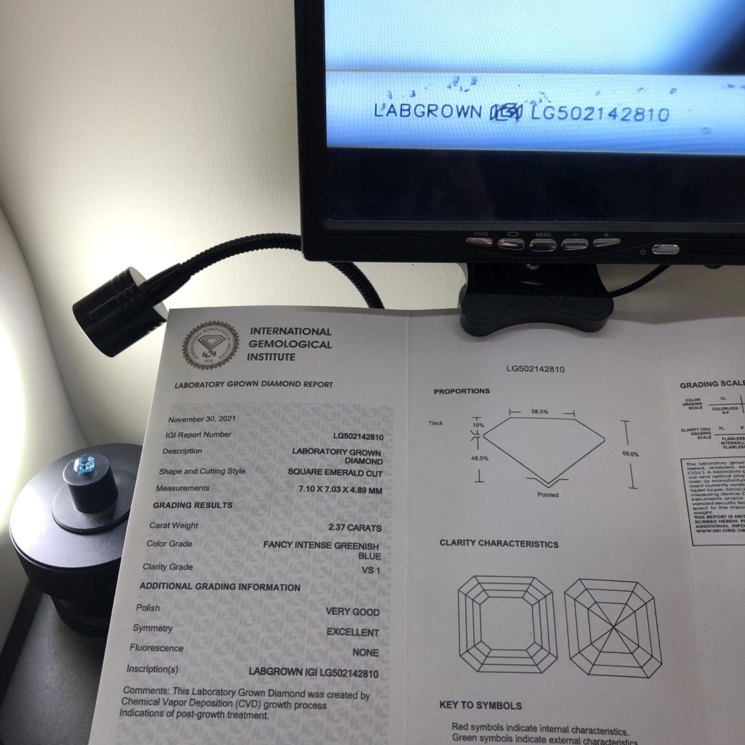 Messi Jewelry - 1ct 2ct Asscher VS Loose Blue Lab Grown Diamonds CVD Lab Created Blue Diamond Blue 16