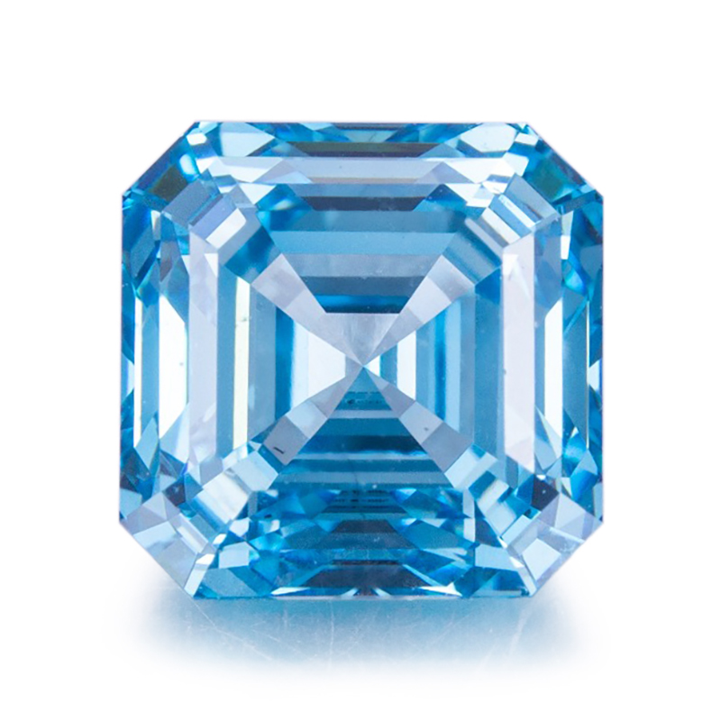 Messi Jewelry - 1ct 2ct Asscher VS Loose Blue Lab Grown Diamonds CVD Lab Created Blue Diamond Blue 8