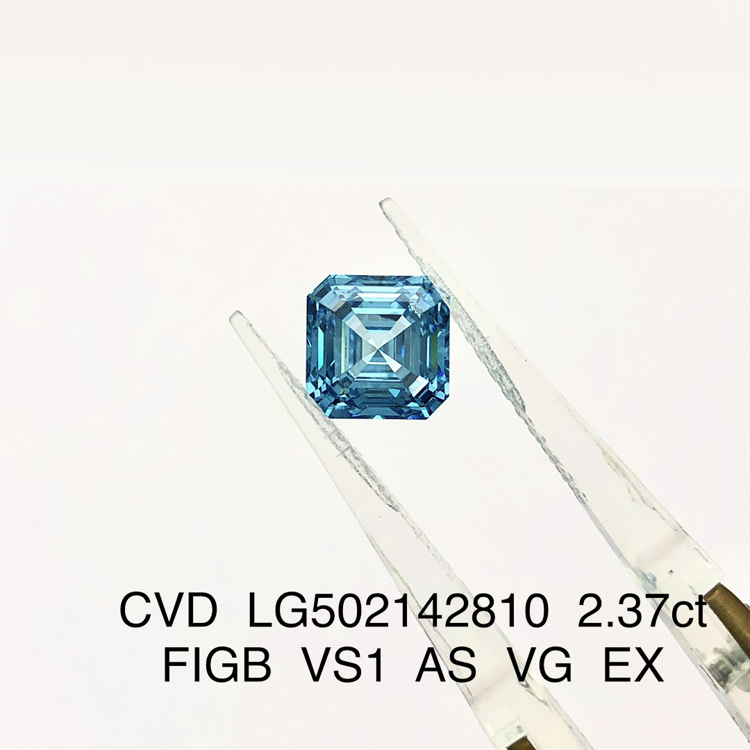 Messi Jewelry - 1ct 2ct Asscher VS Loose Blue Lab Grown Diamonds CVD Lab Created Blue Diamond Blue 12