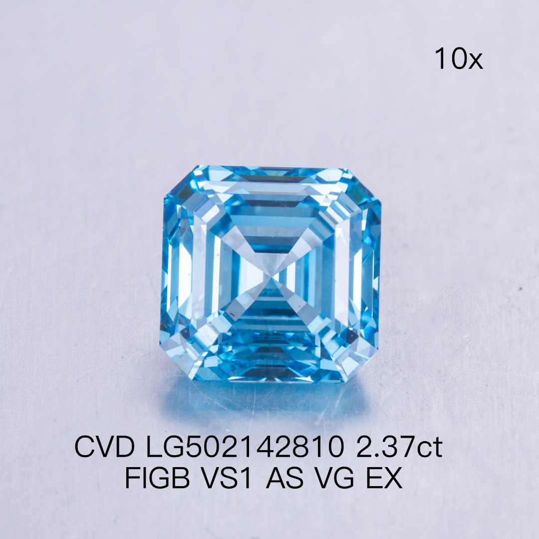 Messi Jewelry - 1ct 2ct Asscher VS Loose Blue Lab Grown Diamonds CVD Lab Created Blue Diamond Blue 10