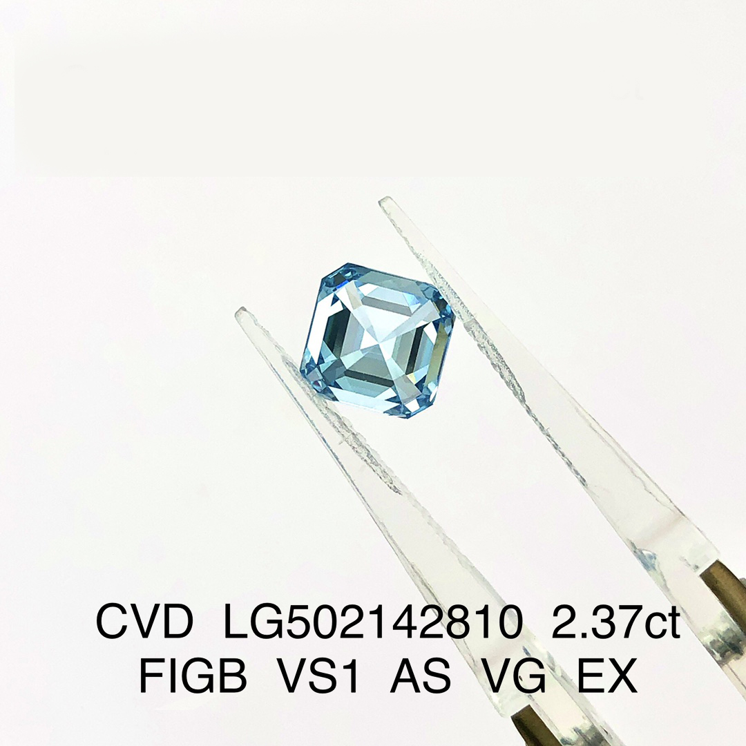 Messi Jewelry - 1ct 2ct Asscher VS Loose Blue Lab Grown Diamonds CVD Lab Created Blue Diamond Blue 14