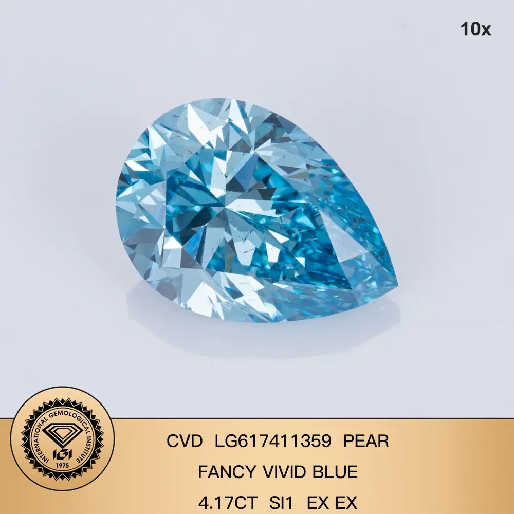Messi Fancy Vivid Blue 4.17ct Si 1 ex ex gear form 1