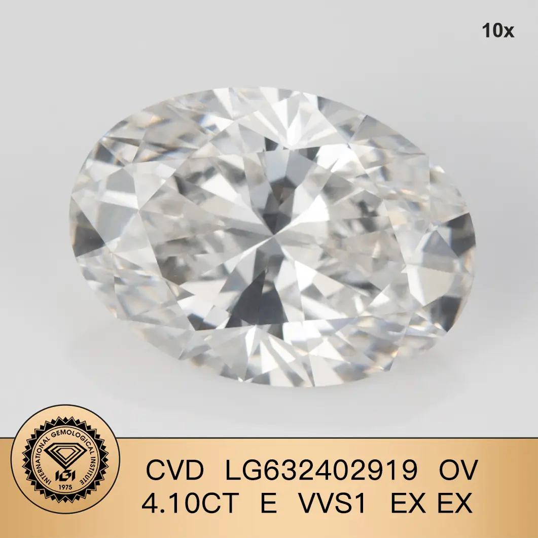 Forma fantasiosa cvd ovale bianca 4.10c e vvs1 ex lab diamante con certificato IGI LG632402919 1