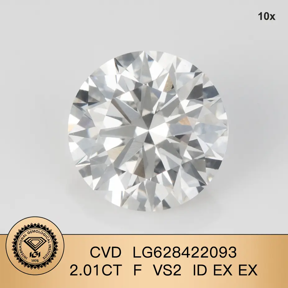 2.01Carat E VS2 Ideale Ex Ex CVD Round White Lab Diamond LG628422093 1