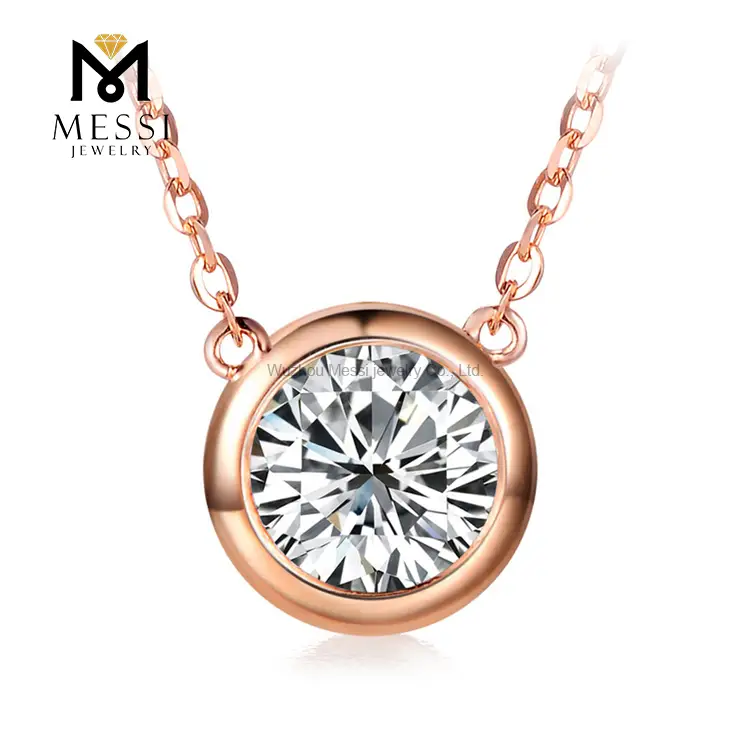 Ювелирные изделия Messi - MS -108 Messi Jewelry Solid 14k 18K Rose Gold 1ct 1ct Moissanite Подвесное колье ожерелье 1