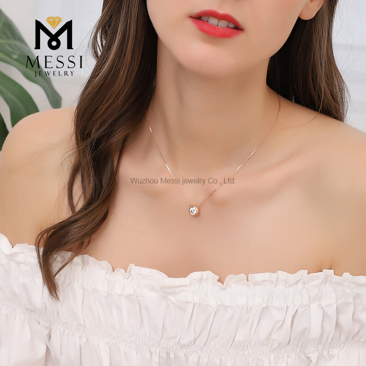 Messi Jewelry - MS-108 Messi Jewelry solid 14K 18K Rose Gold 1ct Moissanite Pendant Necklace Necklace 14