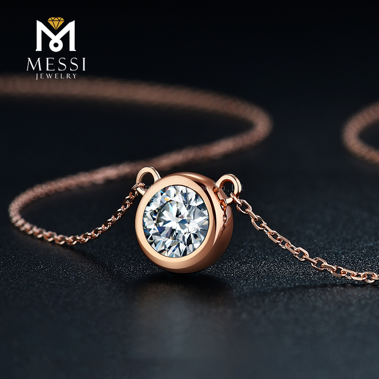 Messi Jewelry - MS-108 Messi Jewelry solid 14K 18K Rose Gold 1ct Moissanite Pendant Necklace Necklace 10