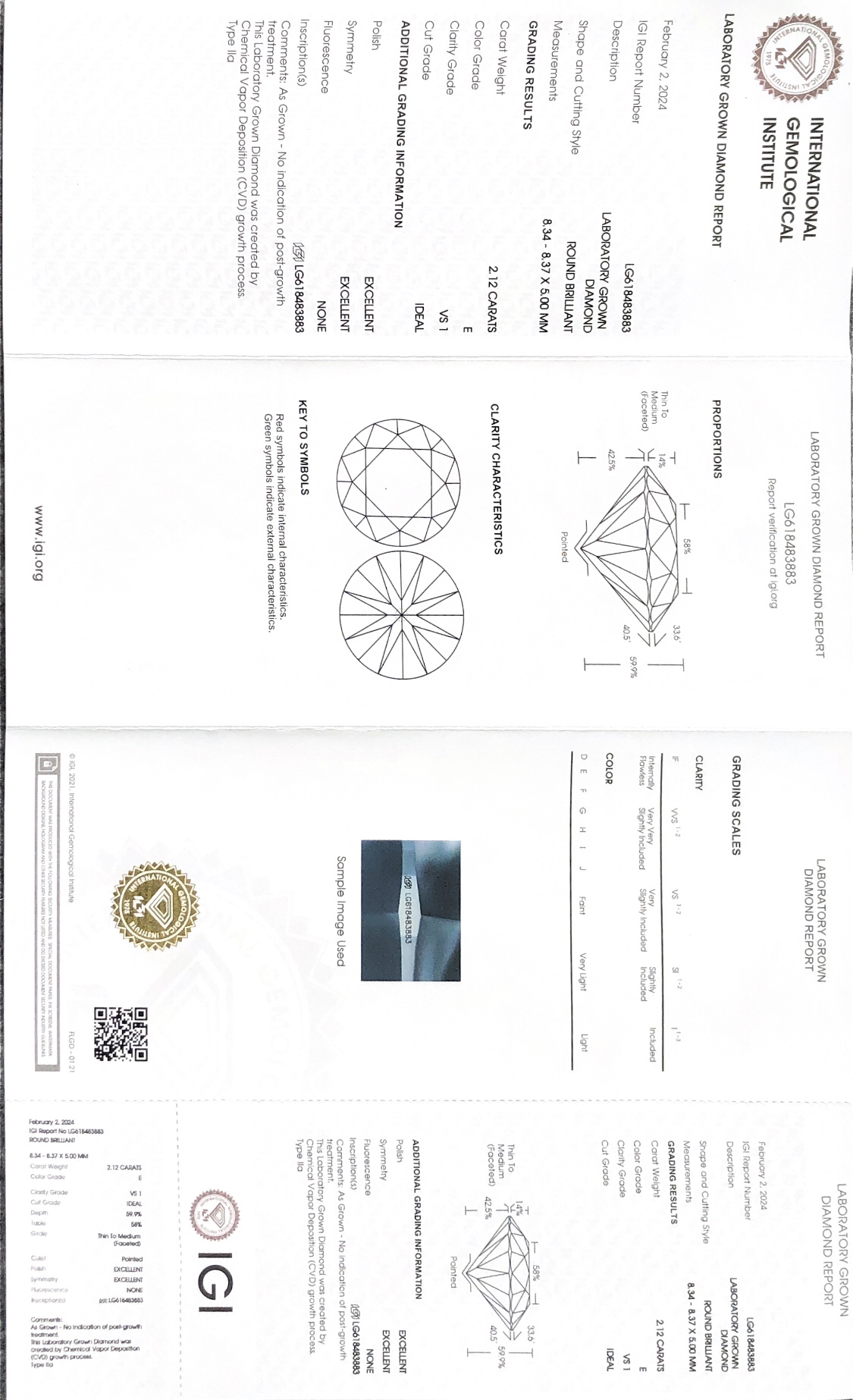 Customization CVD 2.12carat E VS1 ID EX EX Round Lab Grown Diamond with IGI certificate 12