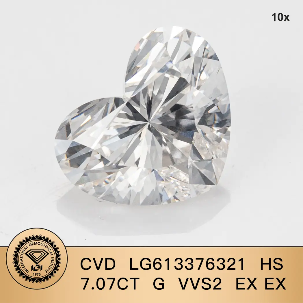 Forma di fantasia cardiaco personalizza 7.07ct lab cresciuta diamante cvd lg613376321 g vvs2 ex ex ex 1