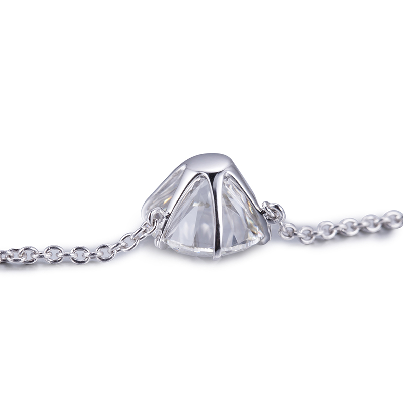 Messi Jewelry - Messi Jewelry MS -477 AU750 18K Λευκό χρυσό κολιέ jewellry 1.0CT CVD Lab Diamond κολιέ κολιέ 9